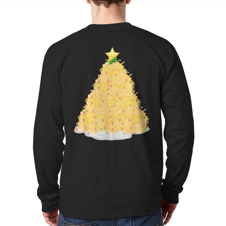 Noodle Christmas Tree Ramen Lover's Xmas Pajama Back Print Long Sleeve T-shirt