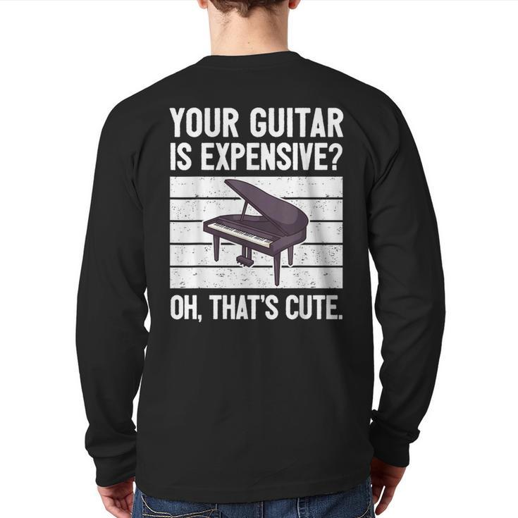 Piano Player Pianist Musician Saying I Guitar Back Print Long Sleeve T-shirt