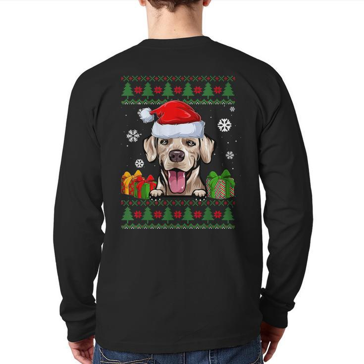 Rhodesian Ridgeback Santa Hat Ugly Christmas Sweater Back Print Long Sleeve T-shirt