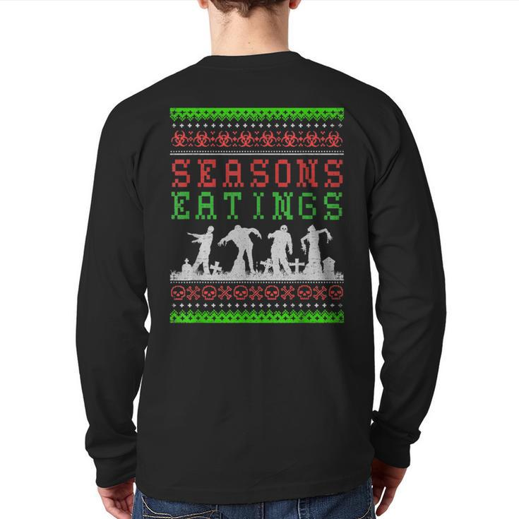 Seasons Eatings Zombie Ugly Christmas Sweater Back Print Long Sleeve T-shirt
