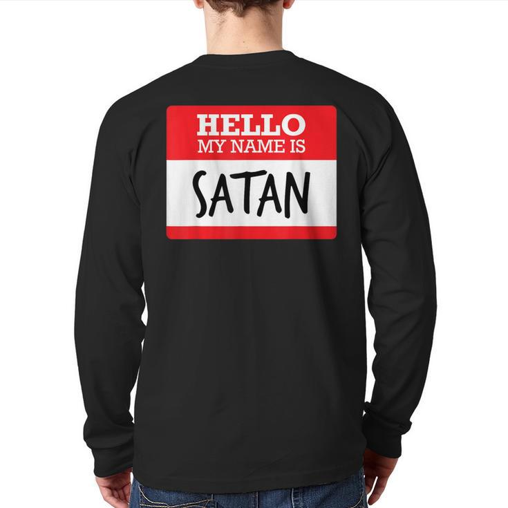 Simple Hello My Name Is Satan Costume T Back Print Long Sleeve T-shirt