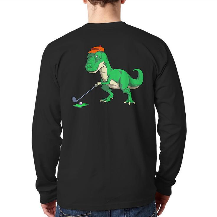 T Rex Dinosaur Golf For Golfer Back Print Long Sleeve T-shirt