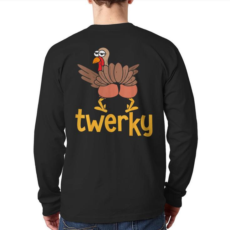 Thanksgiving Turkey Twerky Family Matching Youth Back Print Long Sleeve T-shirt
