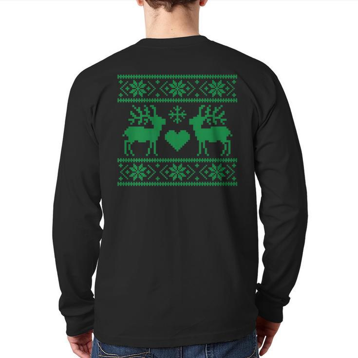 Ugly Christmas Sweater Style Back Print Long Sleeve T-shirt