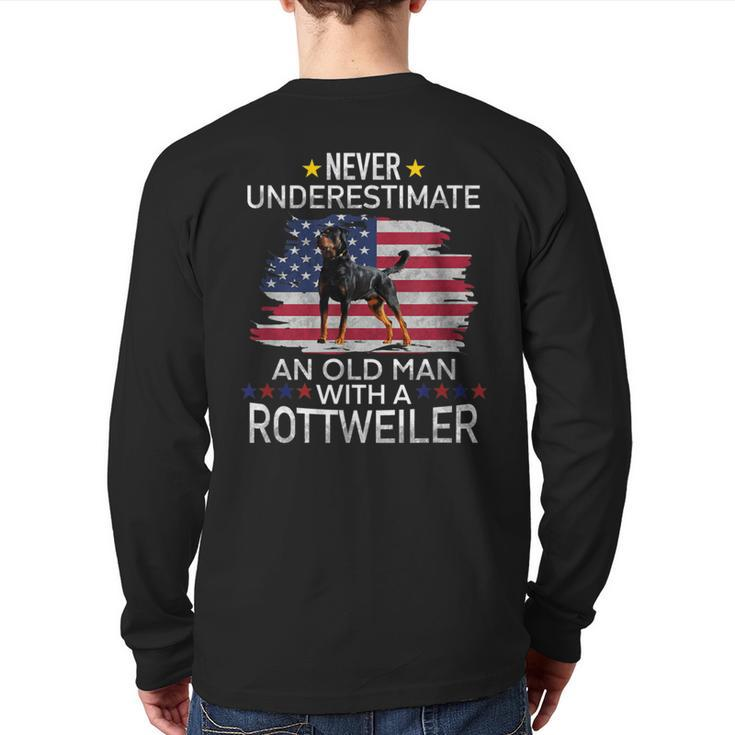 Never Underestimate An Old Man With A Rottweiler Back Print Long Sleeve T-shirt