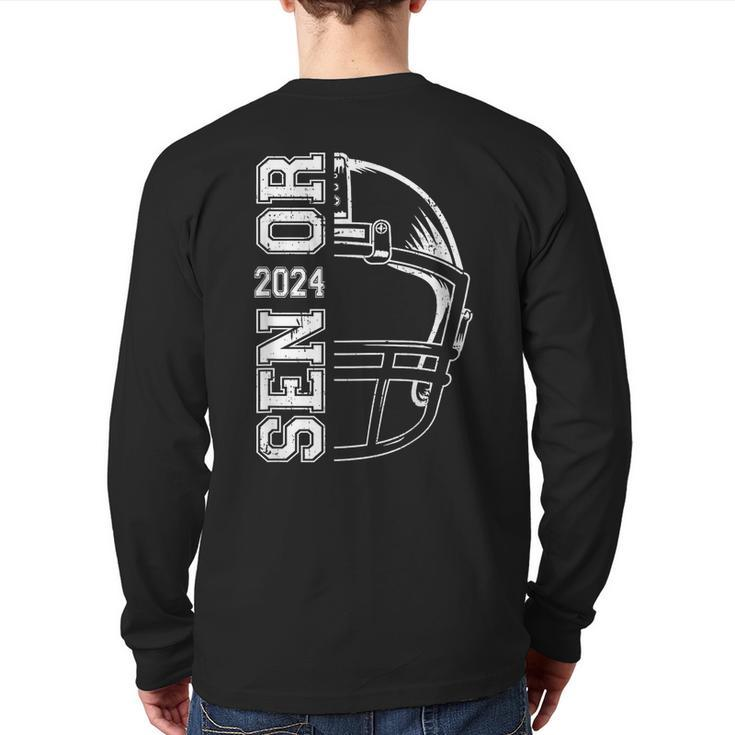Game Day Helmet American Football Senior 2024 Graduation Back Print Long Sleeve T-shirt