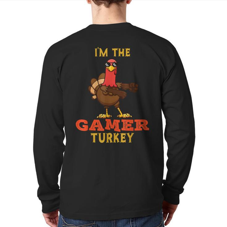 Gamer Turkey Matching Family Group Thanksgiving Back Print Long Sleeve T-shirt