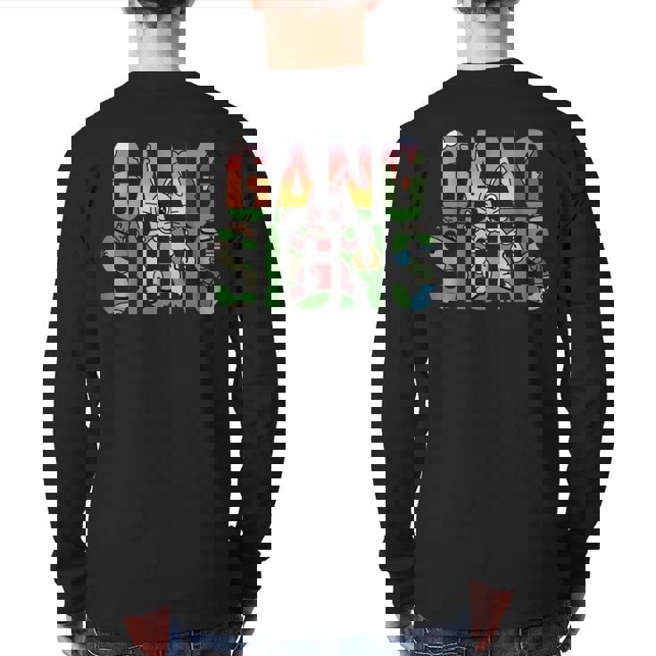 Gang Signs Back Print Long Sleeve T-shirt