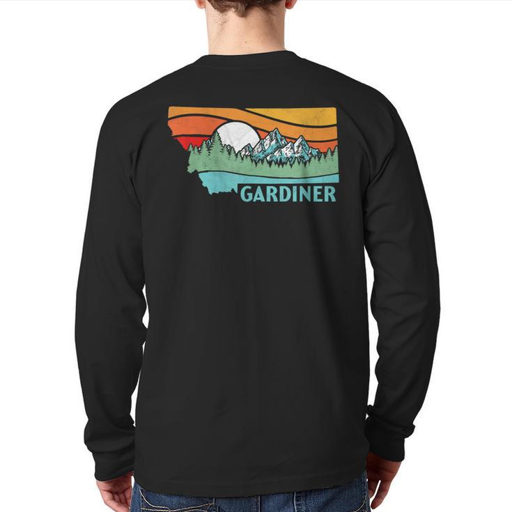Gardiner Montana Outdoors Retro Mountains & Nature Back Print Long Sleeve T-shirt