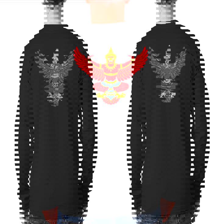 Garuda Emblem Of Thailand Thai Buddha Sabaidee Back Print Long Sleeve T-shirt