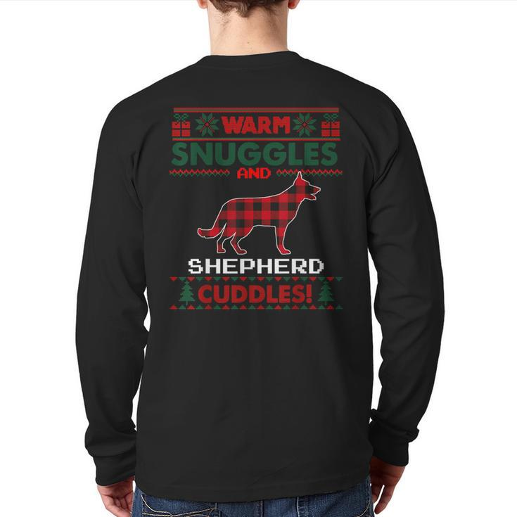 German Shepherd Dog Christmas Pajama Ugly Christmas Sweater Back Print Long Sleeve T-shirt