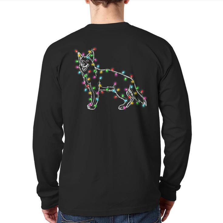 German Shepherd Dog Tree Christmas Sweater Xmas Dogs Back Print Long Sleeve T-shirt