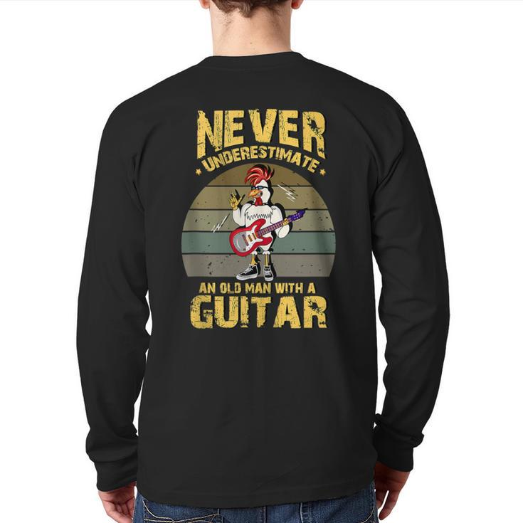 Never Underestimate An Old Man With A Guitar Back Print Long Sleeve T-shirt