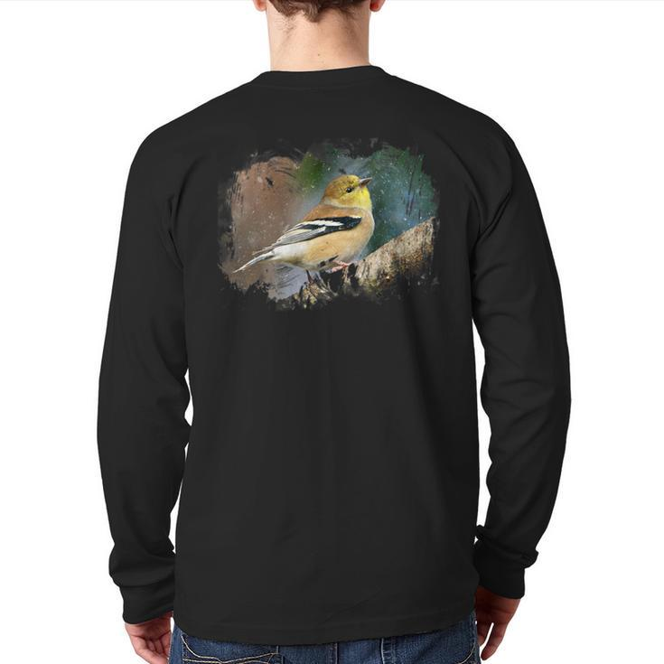 Goldfinch Bird For Nature Lovers Birder Back Print Long Sleeve T-shirt