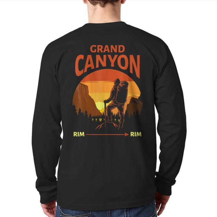 Grand Canyon National Park Rim Rim Retro Hiking Back Print Long Sleeve T-shirt
