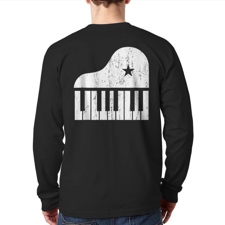 Grand Spinet Piano Player Simple Grunge Pianist Back Print Long Sleeve T-shirt