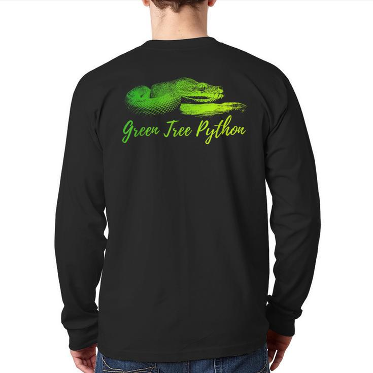 Green Tree Python Morelia Viridis Chondro Snake Keeper Back Print Long Sleeve T-shirt