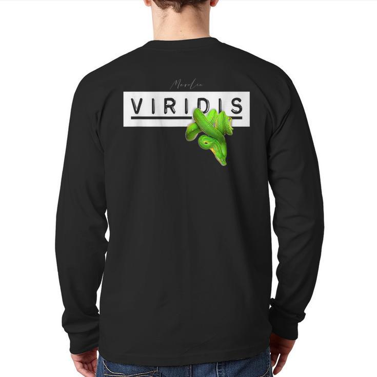 Green Tree Python Morelia Viridis Snake Keeper Back Print Long Sleeve T-shirt