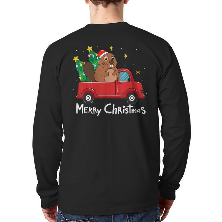 Groundhog Christmas Ornament Truck Tree Xmas Back Print Long Sleeve T-shirt