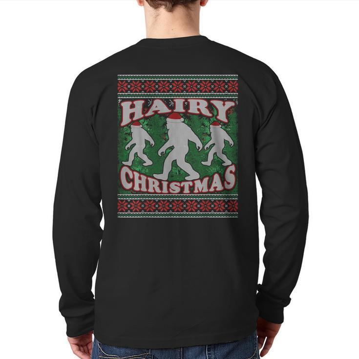 Hairy Christmas Bigfoot Ugly Christmas Sweater Back Print Long Sleeve T-shirt