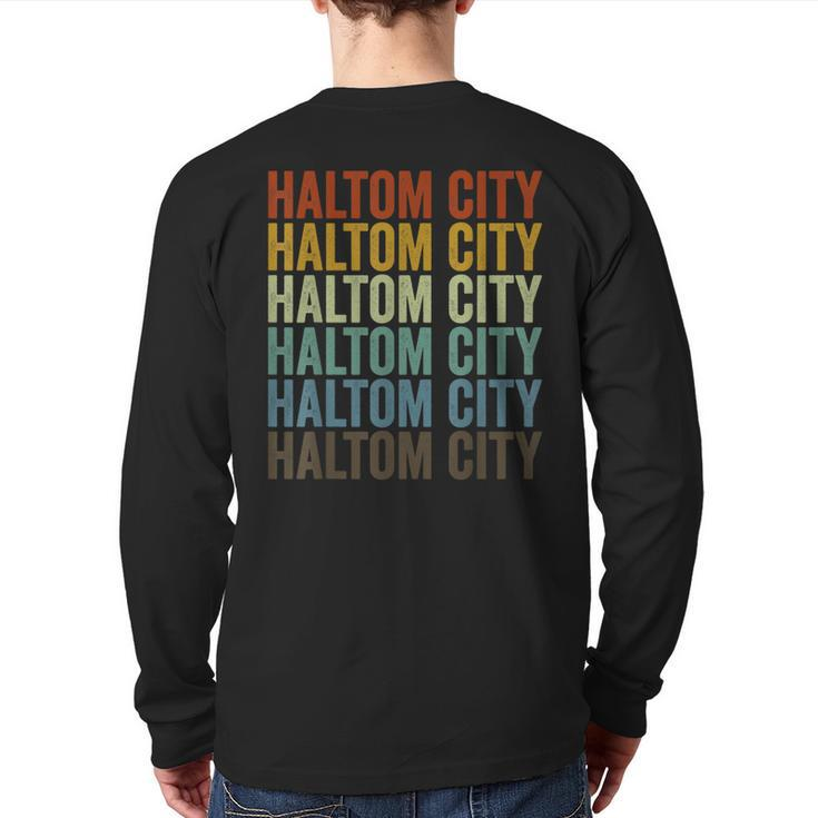 Haltom City City Retro Back Print Long Sleeve T-shirt