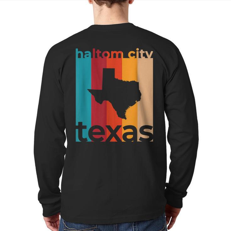 Haltom City Texas Souvenirs Retro Tx Back Print Long Sleeve T-shirt