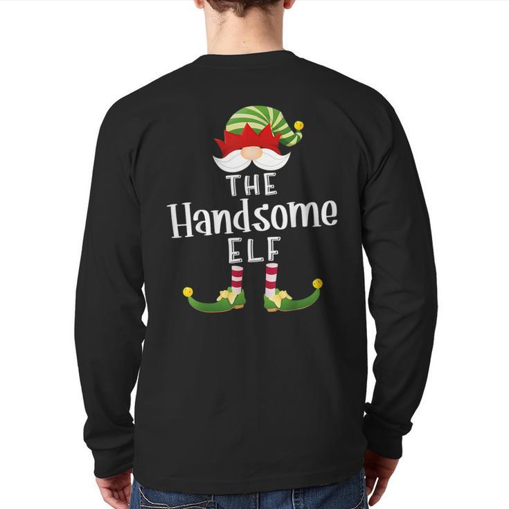 Handsome Elf Group Christmas Pajama Party Back Print Long Sleeve T-shirt