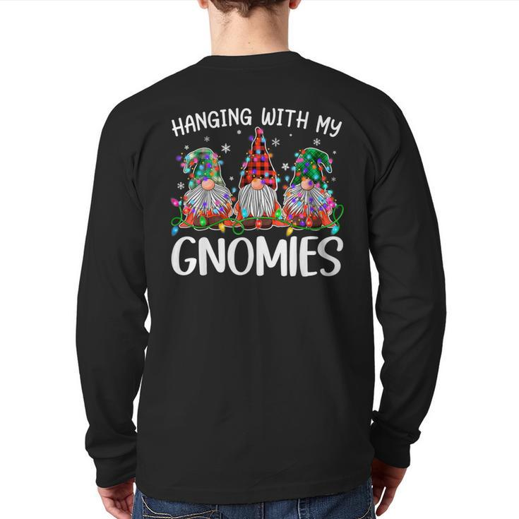 Hanging With My Gnomies Christmas Gnome Ugly Sweater Back Print Long Sleeve T-shirt