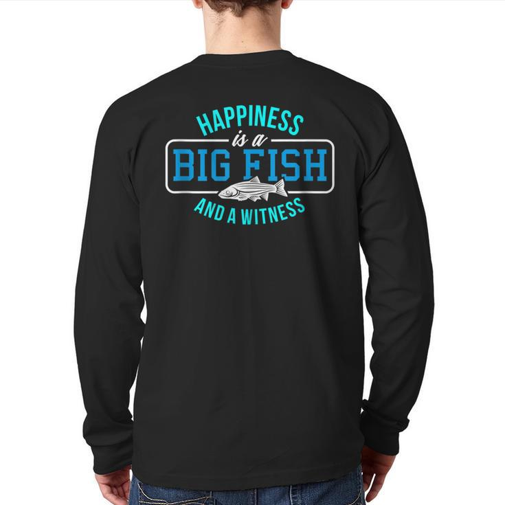 Happiness Big Fish And Witness Fishing Back Print Long Sleeve T-shirt