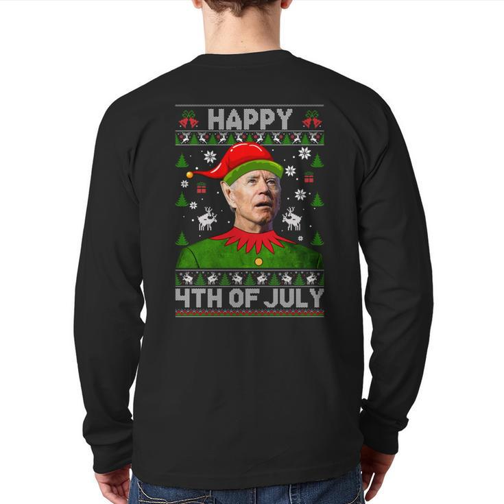 Happy 4Th Of July Joe Biden Ugly Christmas Sweater Back Print Long Sleeve T-shirt