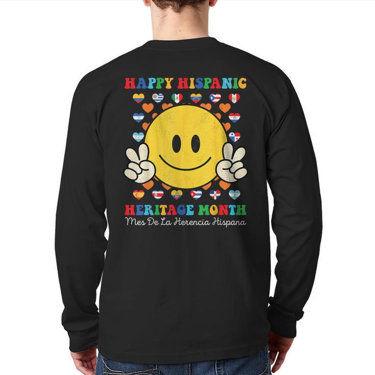 Happy First Day Of Hispanic Heritage Month Countries Flags Back Print Long Sleeve T-shirt