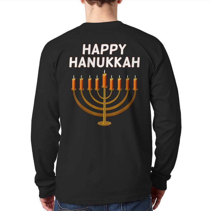 Happy Hanukkah Ugly Christmas Sweater Back Print Long Sleeve T-shirt