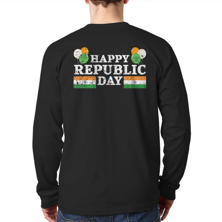 Happy Republic Day Hindustani India Flag Indian Back Print Long Sleeve T-shirt
