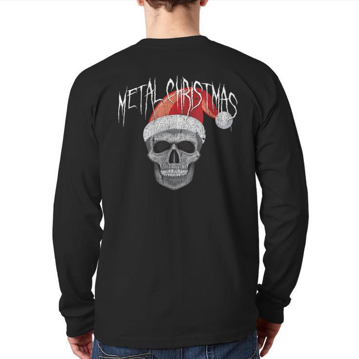 Heavy Metal Christmas Skull Santa Back Print Long Sleeve T-shirt