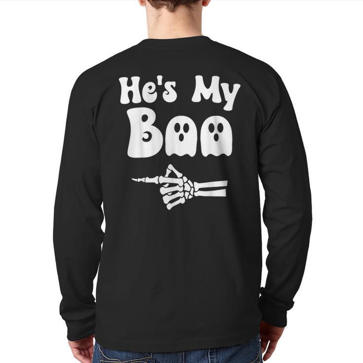 He's My Boo Matching Halloween Pajama Couples He's My Boo Back Print Long Sleeve T-shirt