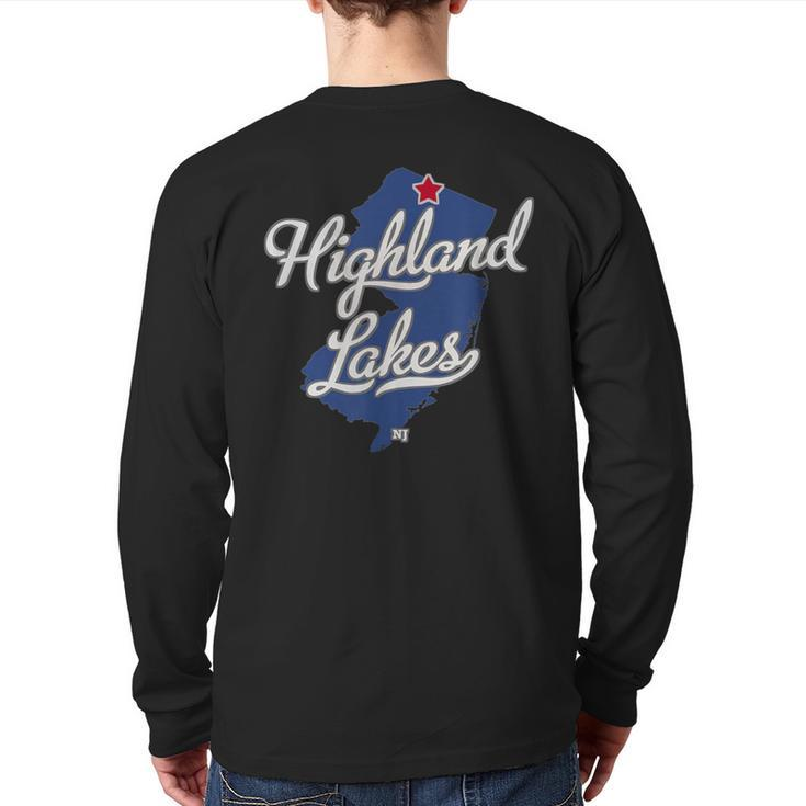 Highland Lakes New Jersey Nj Map Back Print Long Sleeve T-shirt