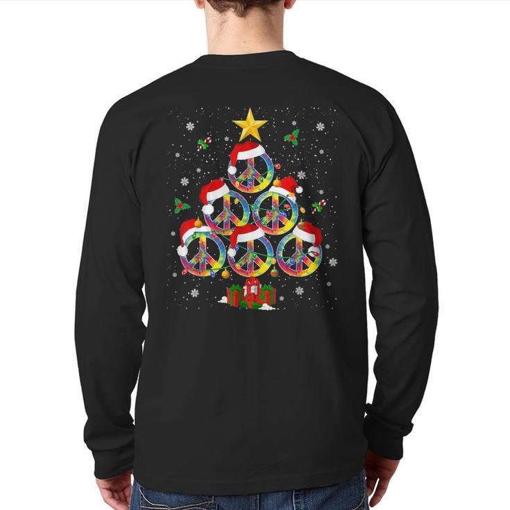 Hippies Christmas Peace Sign Tie Dye Xmas Tree Lights Back Print Long Sleeve T-shirt