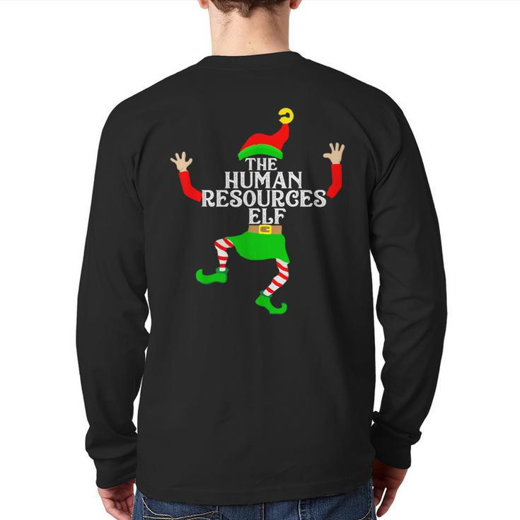 Human Resources Elf Matching Family Group Christmas Party Pj Back Print Long Sleeve T-shirt
