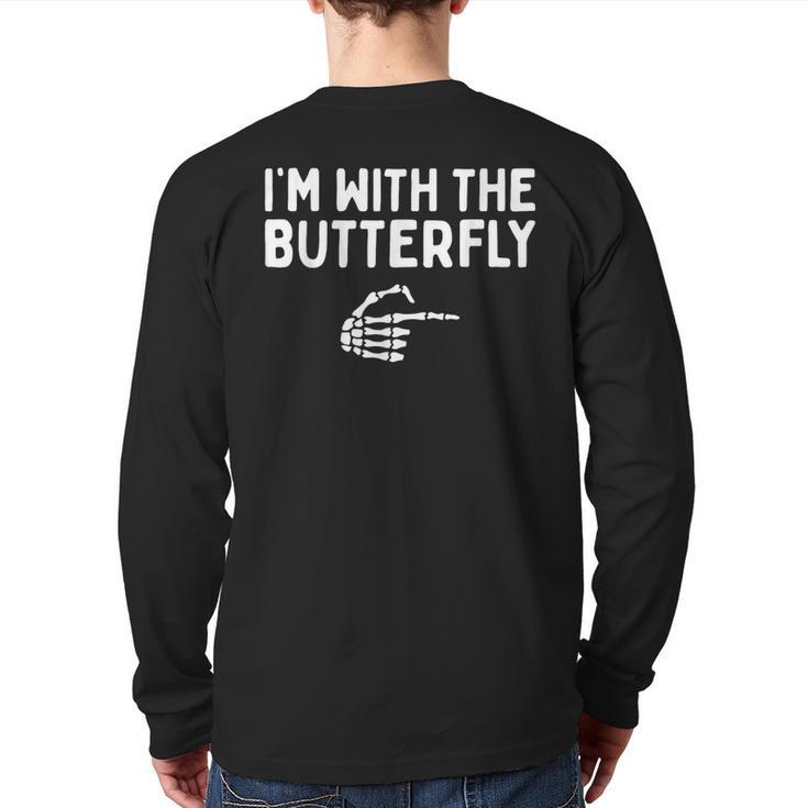 I'm With The Butterfly Halloween Costume Matching Couples Back Print Long Sleeve T-shirt