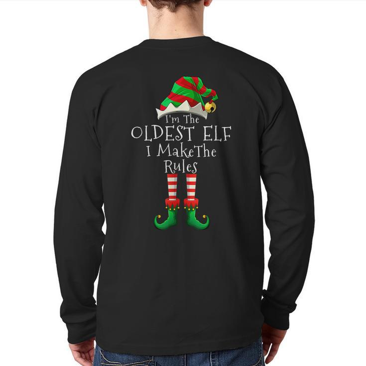I'm The Oldest Elf Family Matching Christmas Holiday Back Print Long Sleeve T-shirt