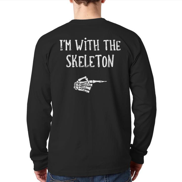 I'm With The Skeleton Matching Couple Costume Halloween Back Print Long Sleeve T-shirt