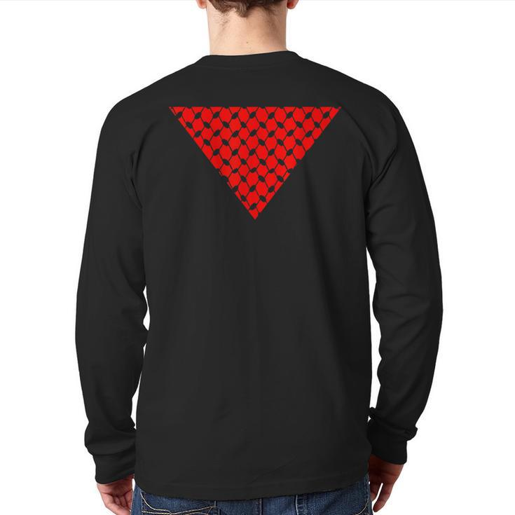 Inverted Red Triangle With Patterns Back Print Long Sleeve T-shirt
