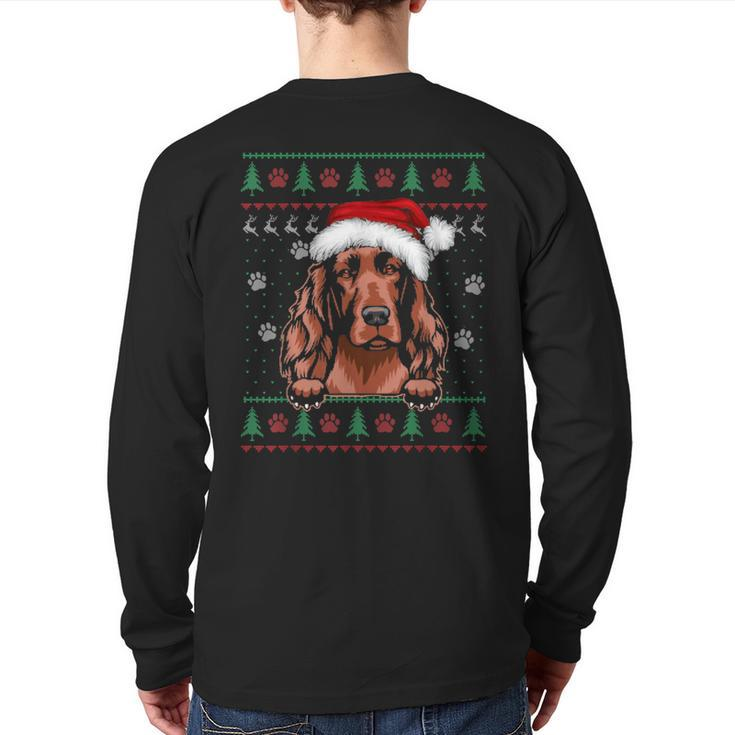 Irish Setter Christmas Ugly Sweater Dog Lover Back Print Long Sleeve T-shirt