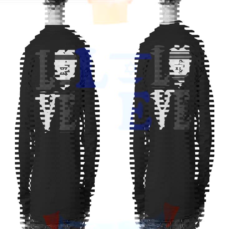 Israel Love Flag I Stand With Israel Heritage Israeli Flag Back Print Long Sleeve T-shirt