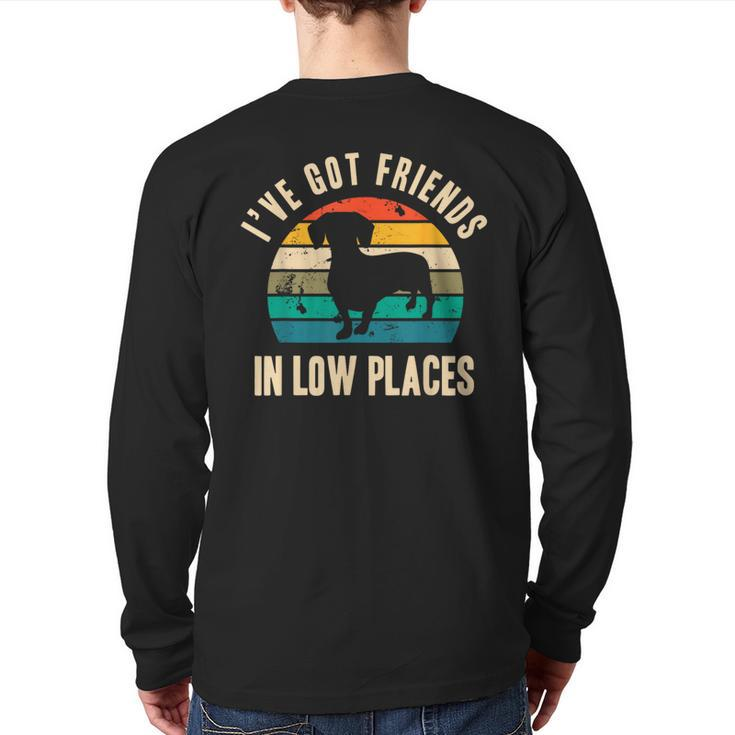 I've Got Friends In Low Places Dachshund Vintage Back Print Long Sleeve T-shirt