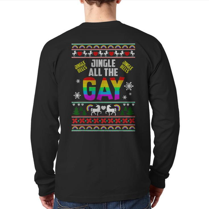 Jingle Bells Jingle All The Gay Ugly Christmas Sweater Back Print Long Sleeve T-shirt