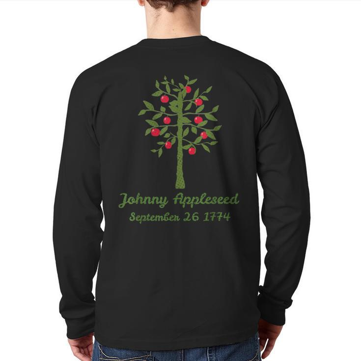Johnny Appleseed Apple Orchard Farmer Nature Massachusetts Back Print Long Sleeve T-shirt