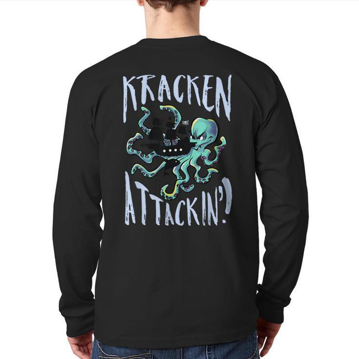 Kracken Attacking Back Print Long Sleeve T-shirt