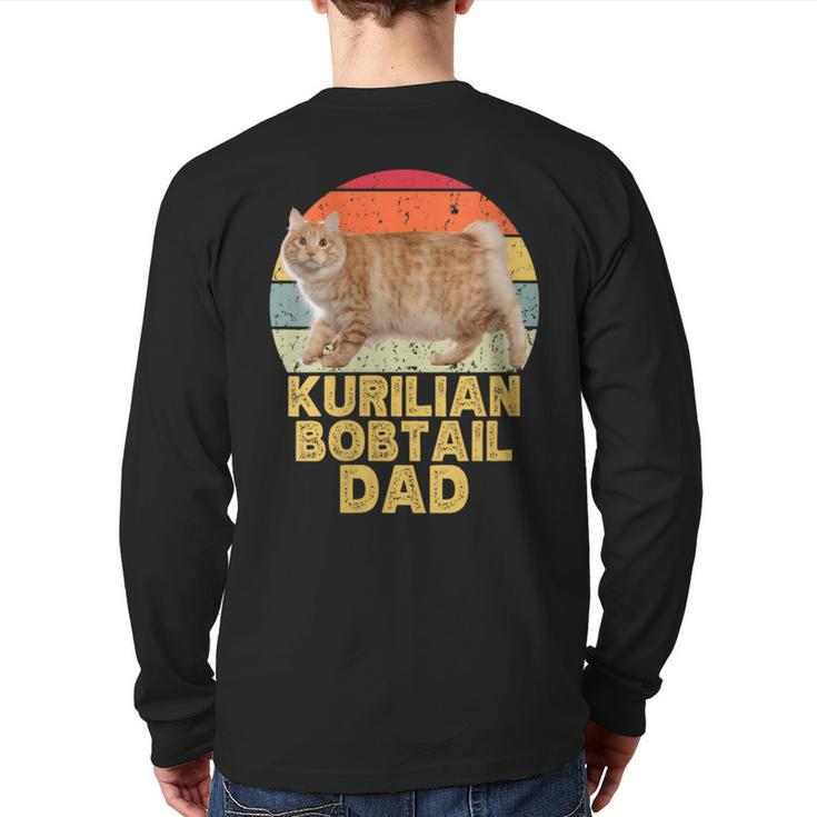 Kurilian Bobtail Cat Dad Retro Vintage For Cat Lovers Back Print Long Sleeve T-shirt