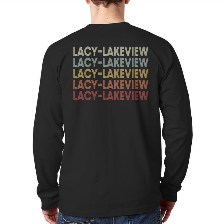 Lacy-Lakeview Texas Lacy-Lakeview Tx Retro Vintage Text Back Print Long Sleeve T-shirt
